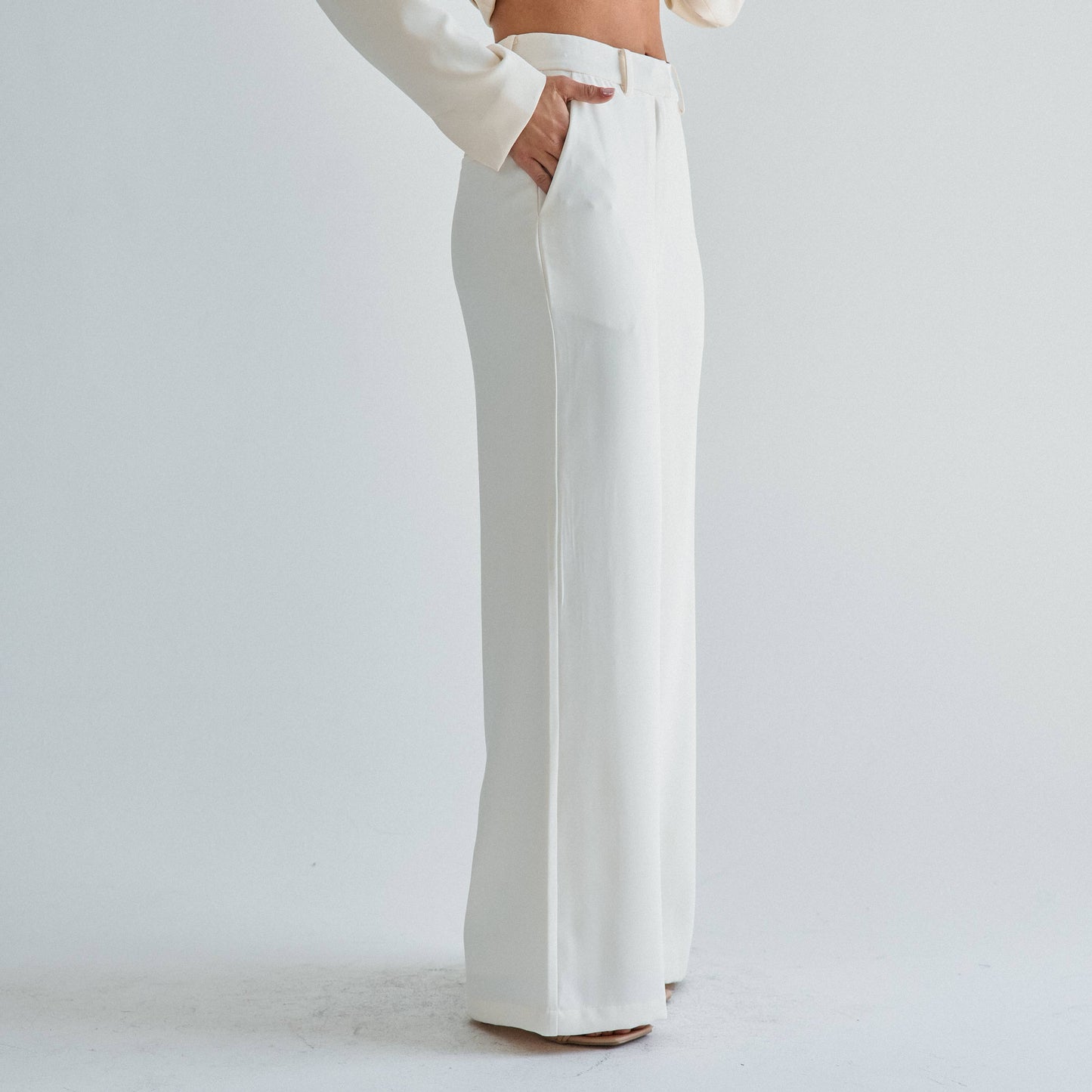 Cream Loose Fit Pants