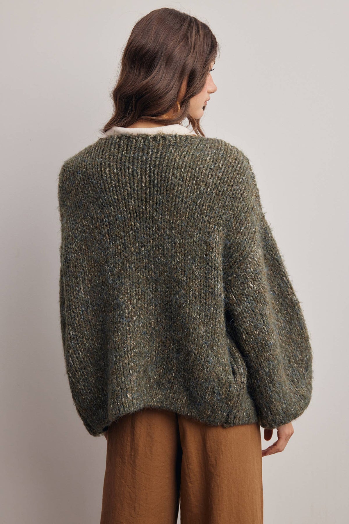 Chunky Soft Touch Knit Cardigan FSW0074: Olive / Contemporary / L