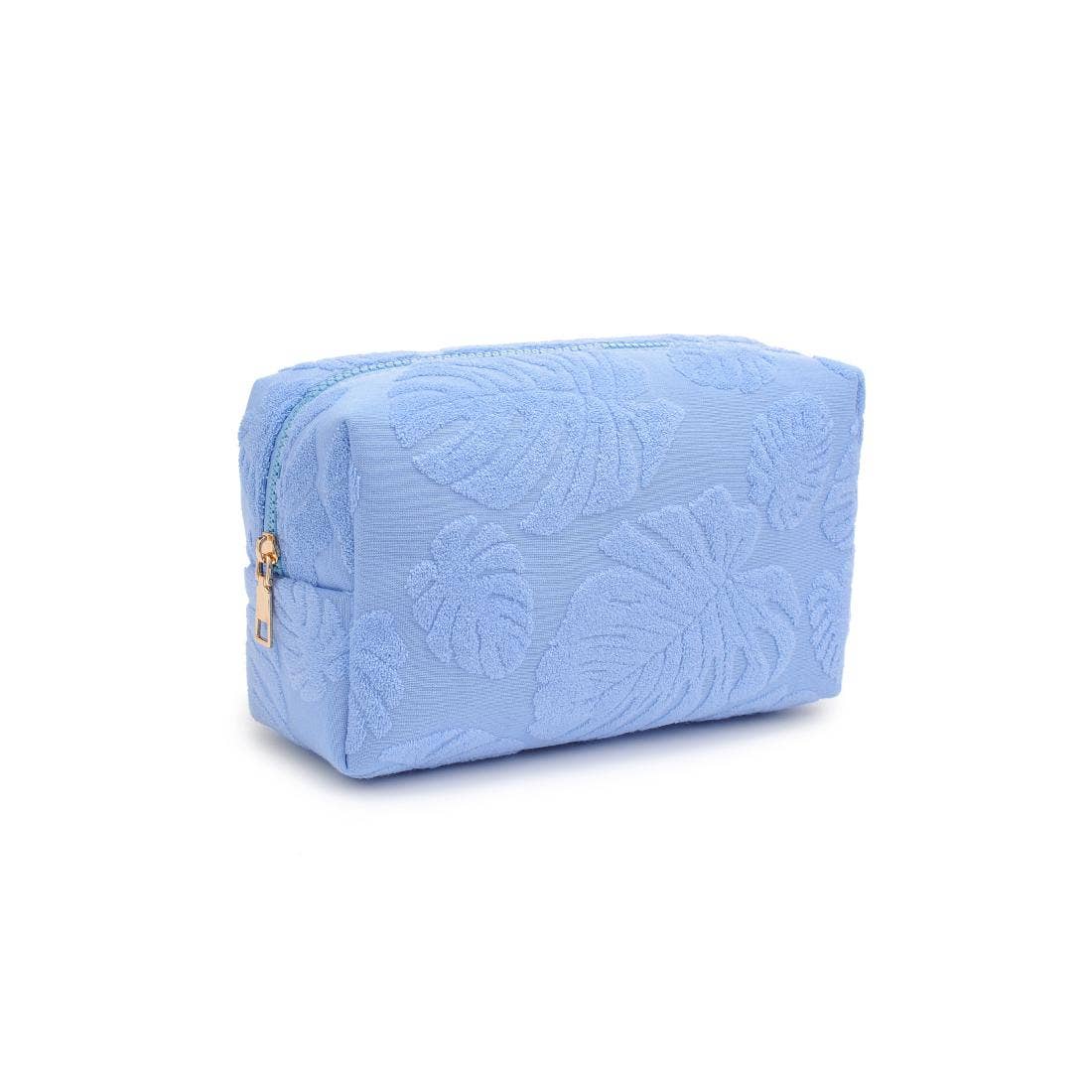 Palm Breeze Cosmetic & Travel Organizer Pouch: Light Blue - Pink Peonies