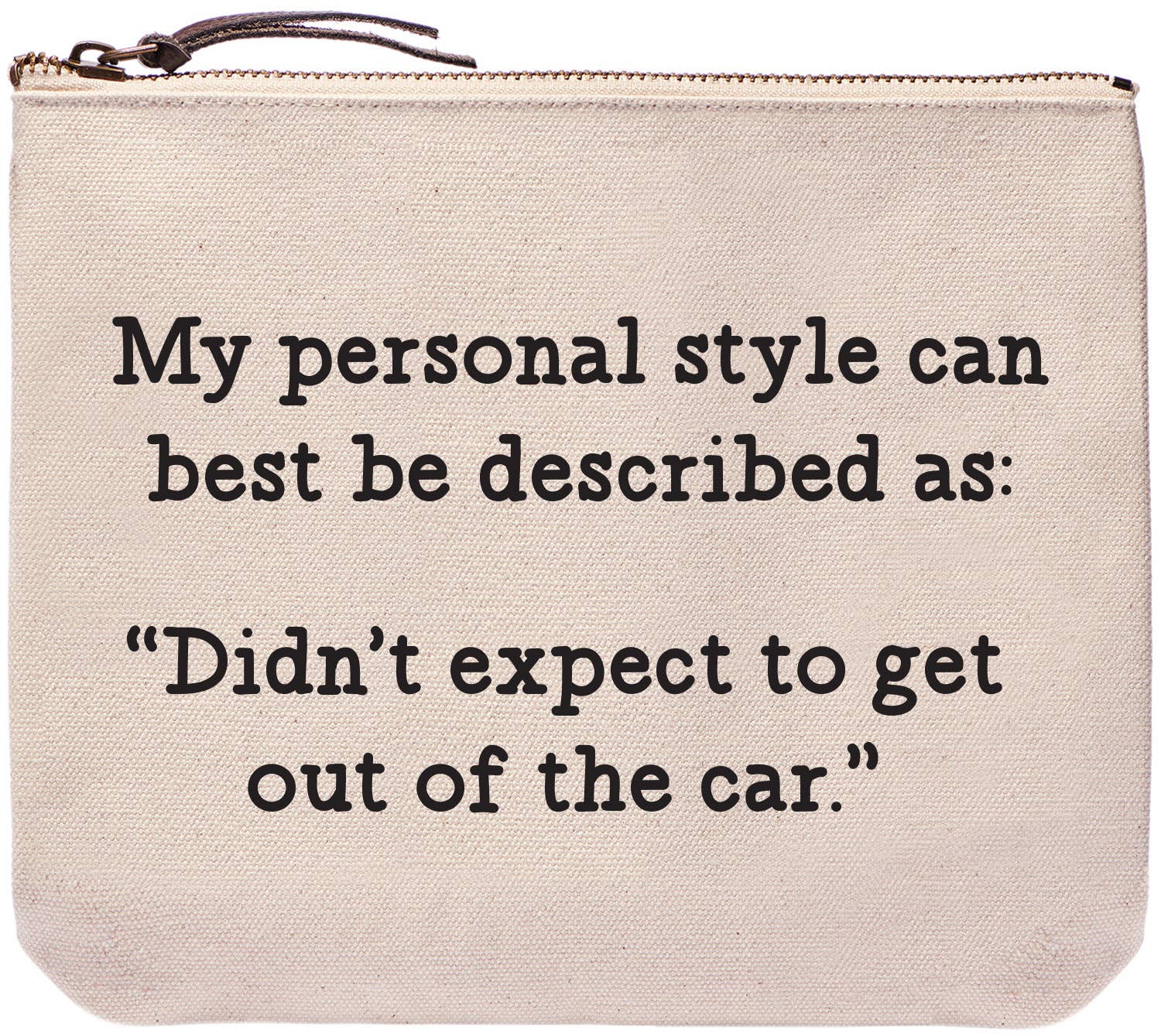 9" Canvas Zipper Pouch: Didn't Expect to Get Out of the Car - Pink Peonies