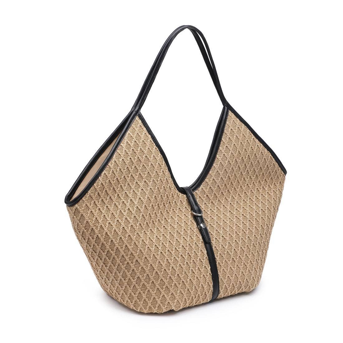 Cienna Tote: Natural Black - Pink Peonies