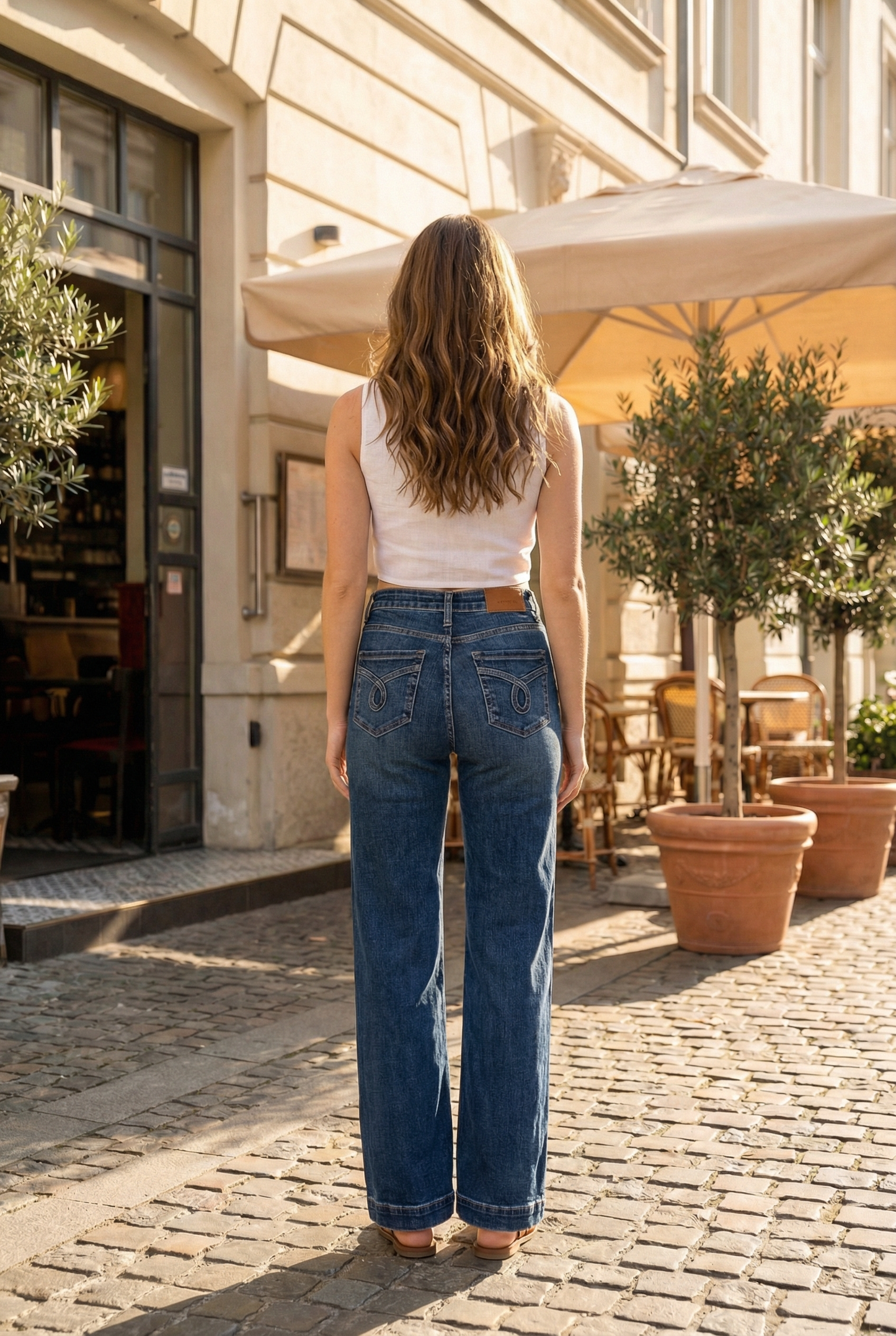 Tummy Control High Rise Relaxed Holly Flare Jeans : 9 (28) - Pink Peonies