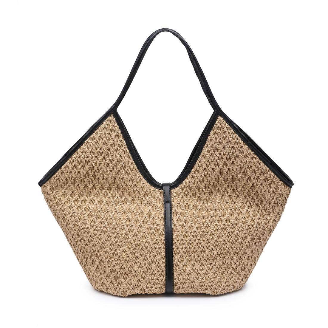 Cienna Tote: Natural Black - Pink Peonies