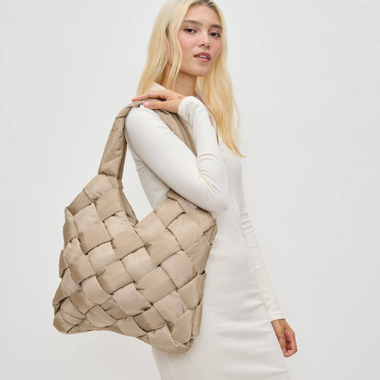 Illumine Woven Nylon Tote: Nude