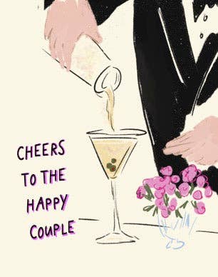 Happy Couple Card - Pink Peonies