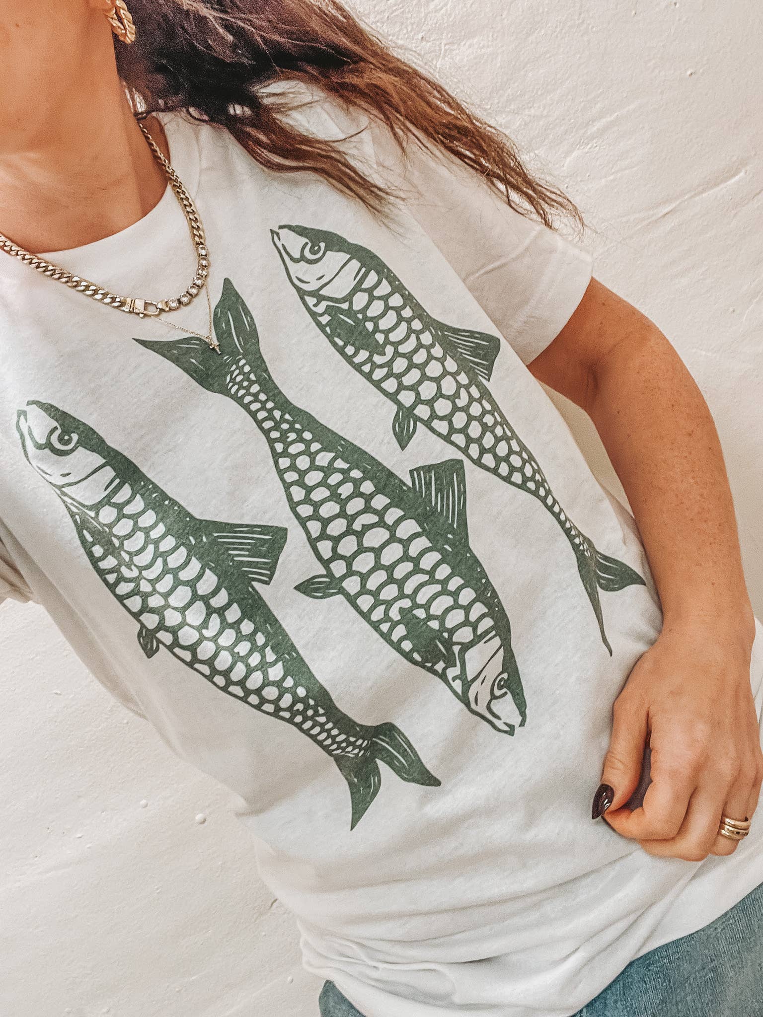 Sardines Graphic Tee - Pink Peonies