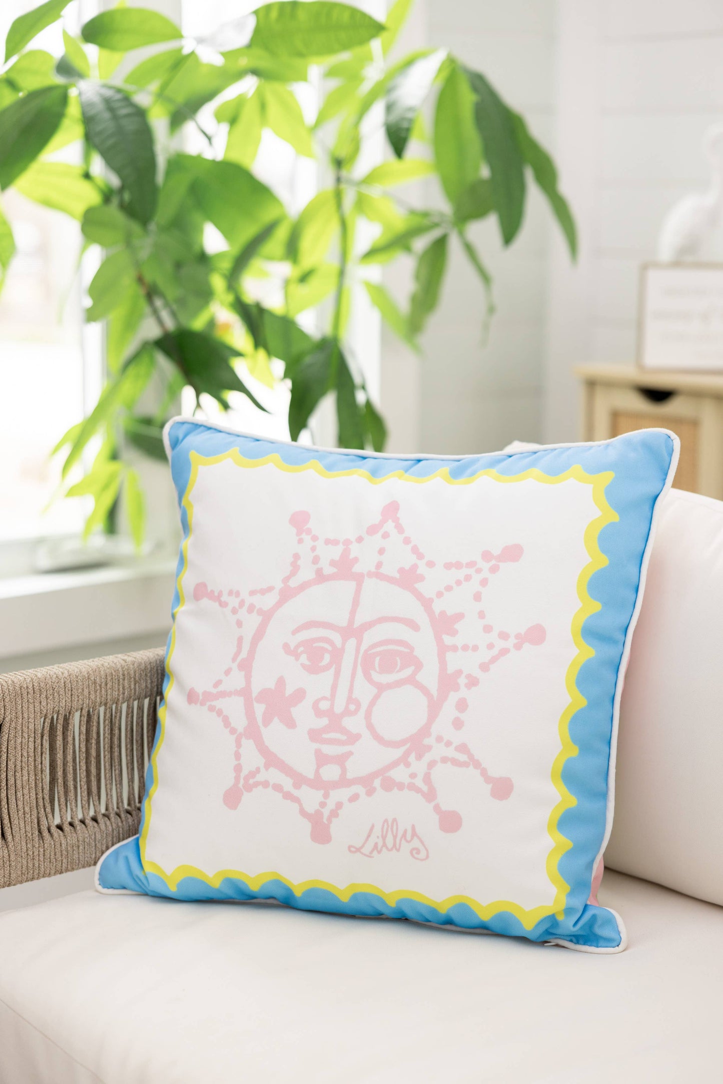 Large Pillow, Sun Tiles Home - Pink Peonies