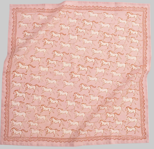 No. 062 Horses Bandana - Pink Peonies