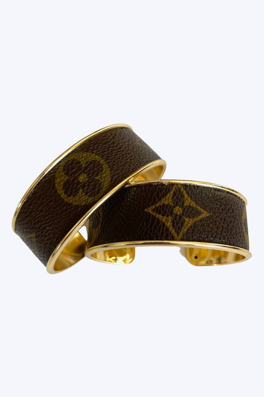 LV Up-Cycled 18K Gold Plated Cuff Bracelet - Pink Peonies