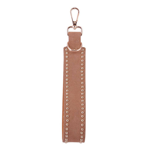 Simplistic Studded Suede Hang-Off : Camel - Pink Peonies
