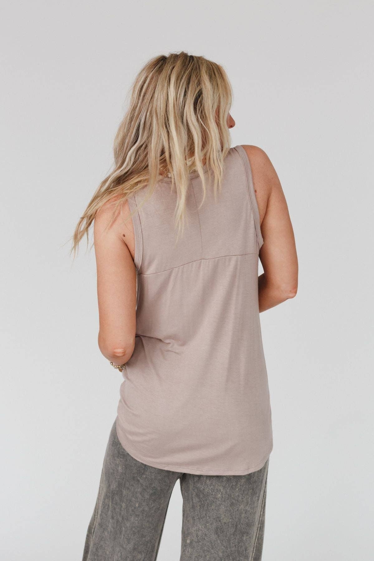 Fluid Scoop Neck Tank Top - Pink Peonies