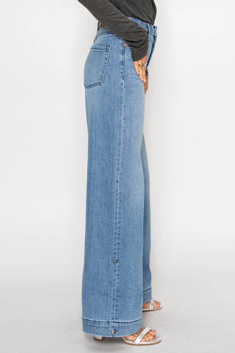 AV Tummy Control Cuffed or Un-Cuffed Jeans - Pink Peonies