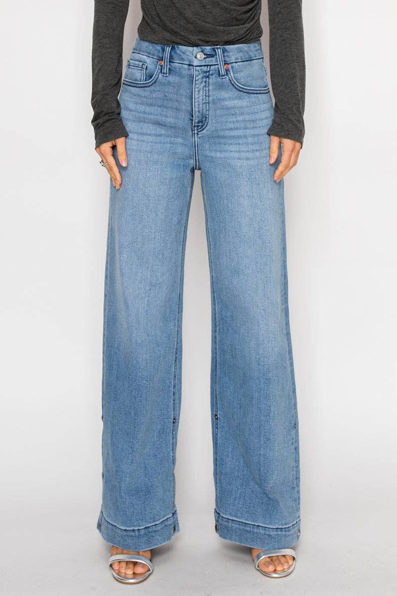 AV Tummy Control Cuffed or Un-Cuffed Jeans - Pink Peonies